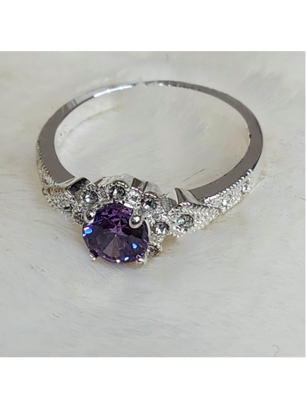 Ring Size 10 NVC silver purple stone - Picture 3 of 4